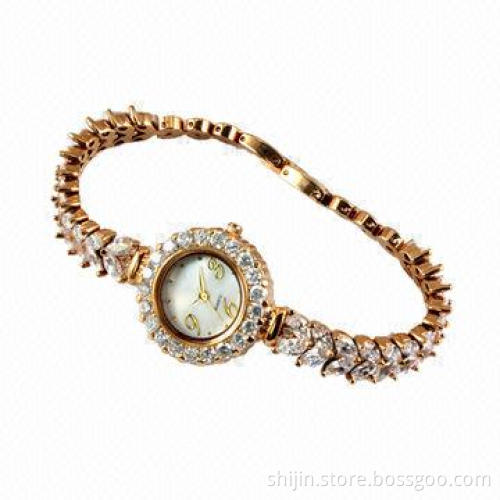 Fashion alloy glass diamond wrist watch for ladies
